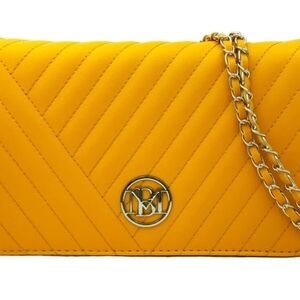 Yellow Quilted Chain Shoulder Bag